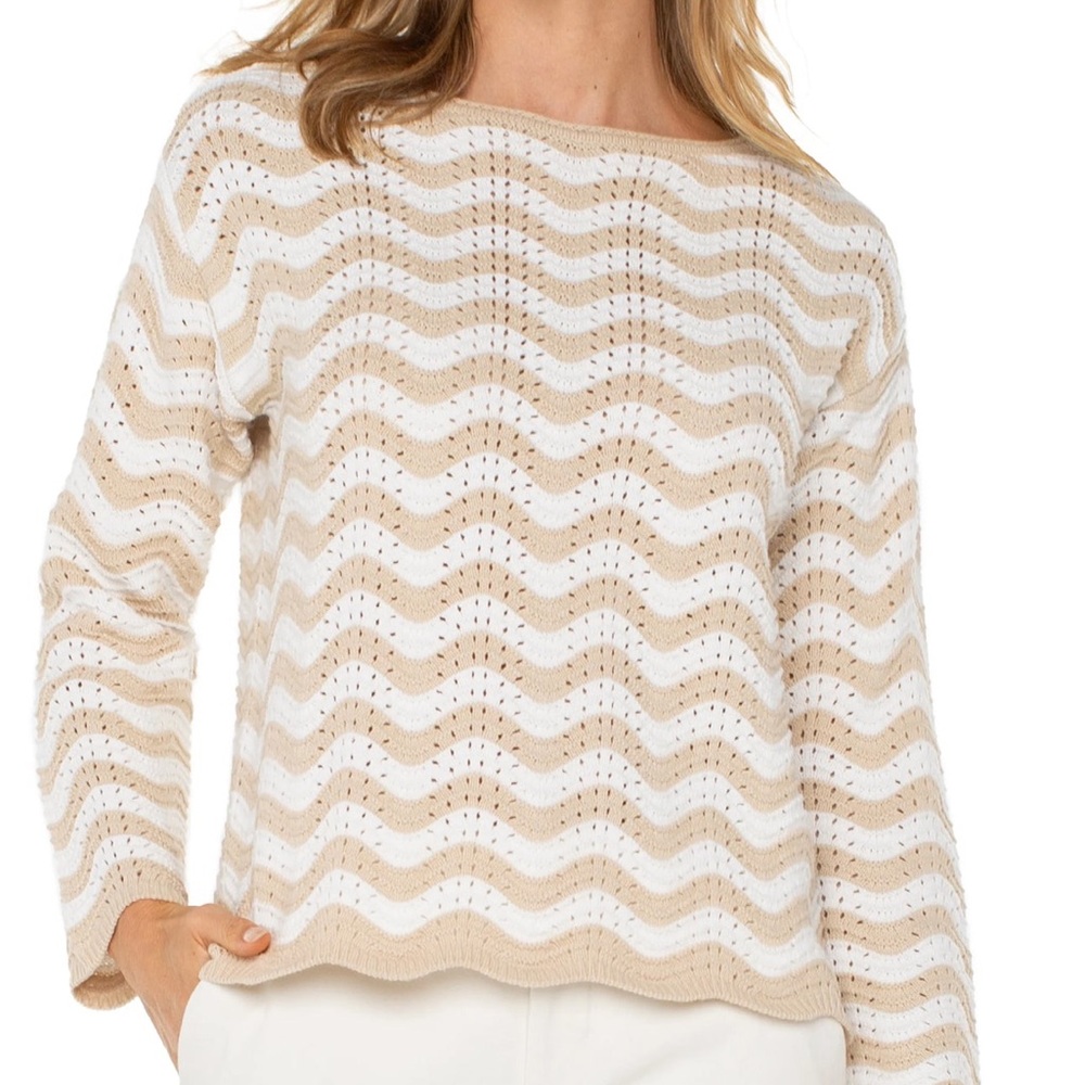 Liverpool Beige and White Wave Pattern Sweater
